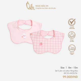 M&B (0M-12M) Combo 2 yếm nút chất cotton mềm mịn, yếm ăn dặm có nút sau gáy cho bé trai bé gái BST SS25