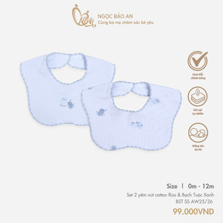 M&B (0M-12M) Combo 2 yếm nút chất cotton mềm mịn, yếm ăn dặm có nút sau gáy cho bé trai bé gái BST SS25