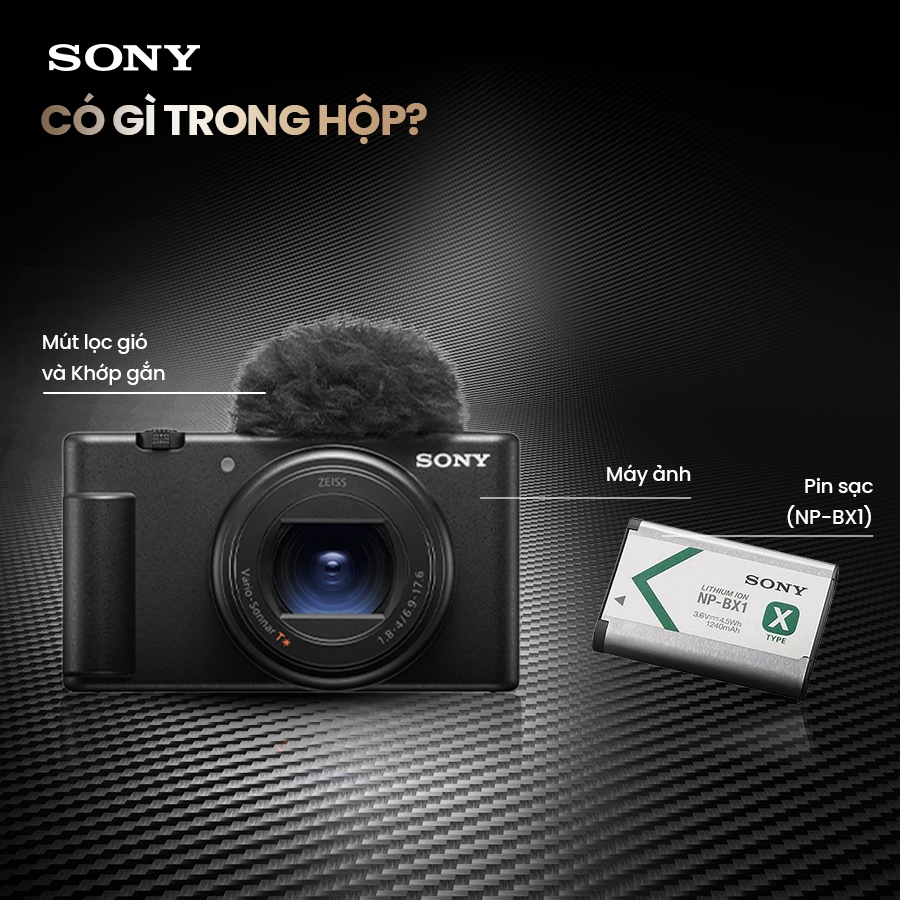 Máy ảnh Sony ZV-1 II vlog ống kính 18-50mm, cảm biến Exmor RS 1 inch, Bokeh Switch, siêu nhẹ 292g