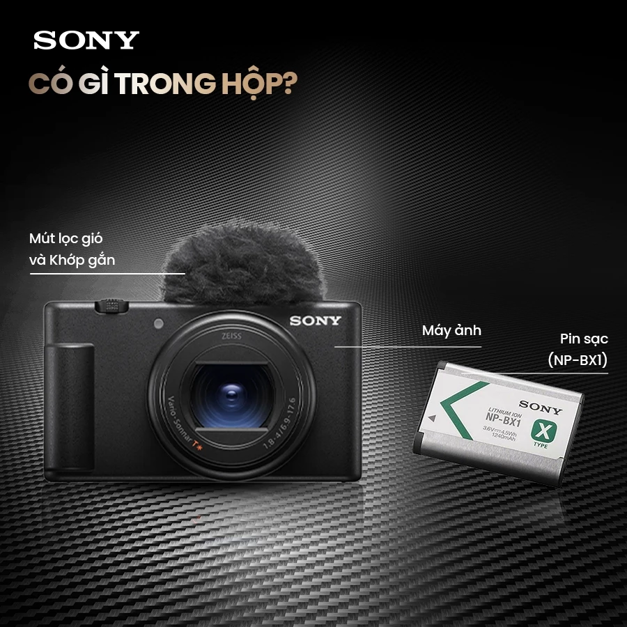 Máy ảnh Sony ZV-1 II vlog ống kính 18-50mm, cảm biến Exmor RS 1 inch, Bokeh Switch, siêu nhẹ 292g
