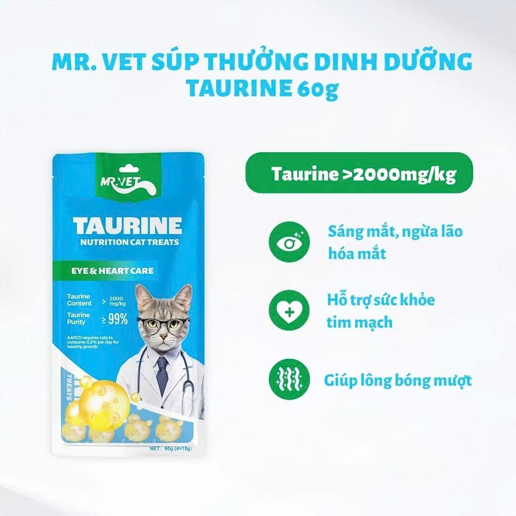 Combo 24 Gói Súp Thưởng Cho Mèo MR.VET Túi 60g (4 Thanh) Bổ Sung Omega 3 Prebiotics Taurine