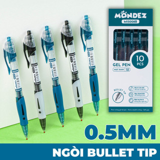 [Sale 50%] Hộp 10 Bút Gel Bấm Có Ruột Gel Thay Thế Mực Xanh Đen Tím, Bút Gel Béo Ngòi 0.5mm CL-GP109