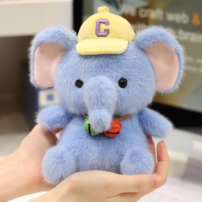 Gấu Bông Động Vật Đội Mũ Gấu, Vịt, Voi, Cánh Cụt, Gấu Đỏ Đeo Lục Lạc Siêu Cute Làm Quà Tặng, Decor Bàn Học