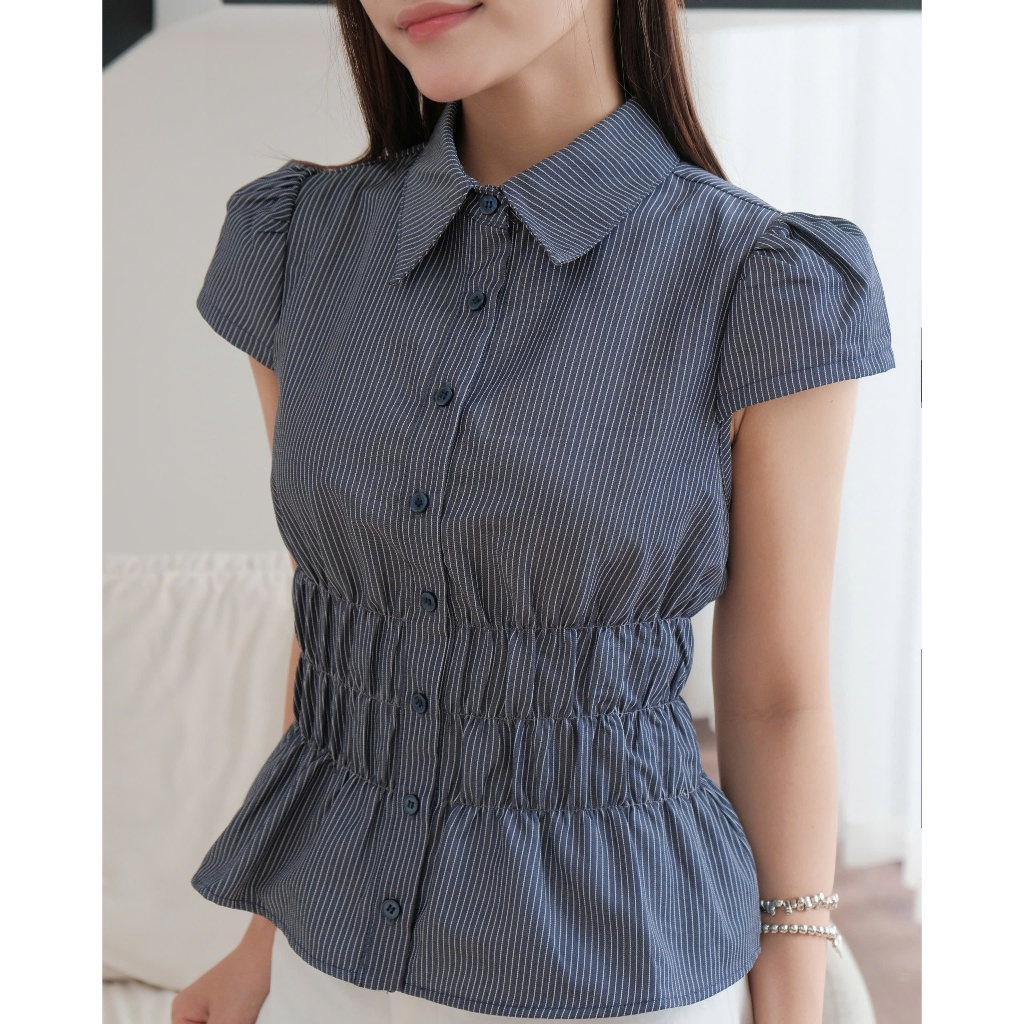 Áo Kiểu Nữ KAGI SHIRT Cổ Sơ Mi Nhún Eo Cực Xinh SECODEE