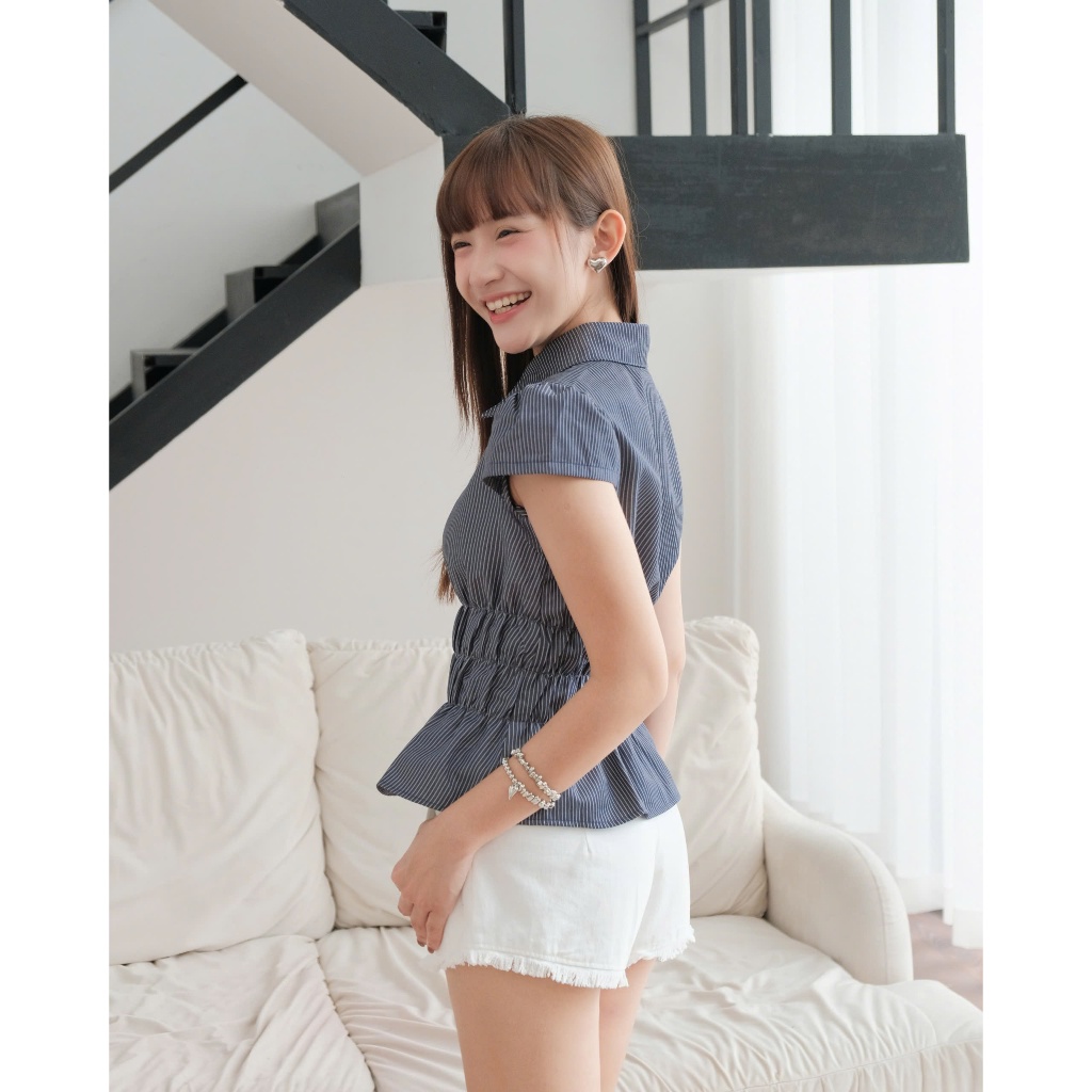 Áo Kiểu Nữ KAGI SHIRT Cổ Sơ Mi Nhún Eo Cực Xinh SECODEE