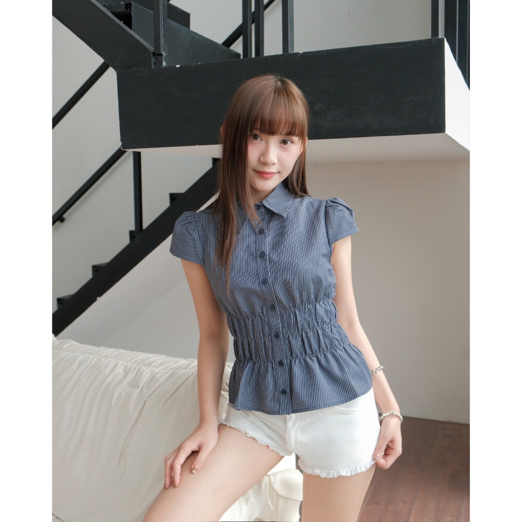 Áo Kiểu Nữ KAGI SHIRT Cổ Sơ Mi Nhún Eo Cực Xinh SECODEE