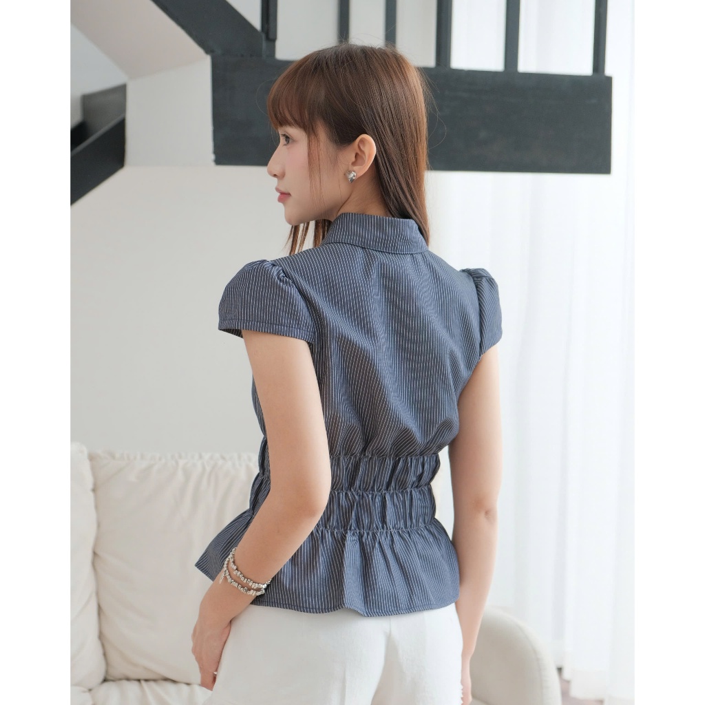 Áo Kiểu Nữ KAGI SHIRT Cổ Sơ Mi Nhún Eo Cực Xinh SECODEE