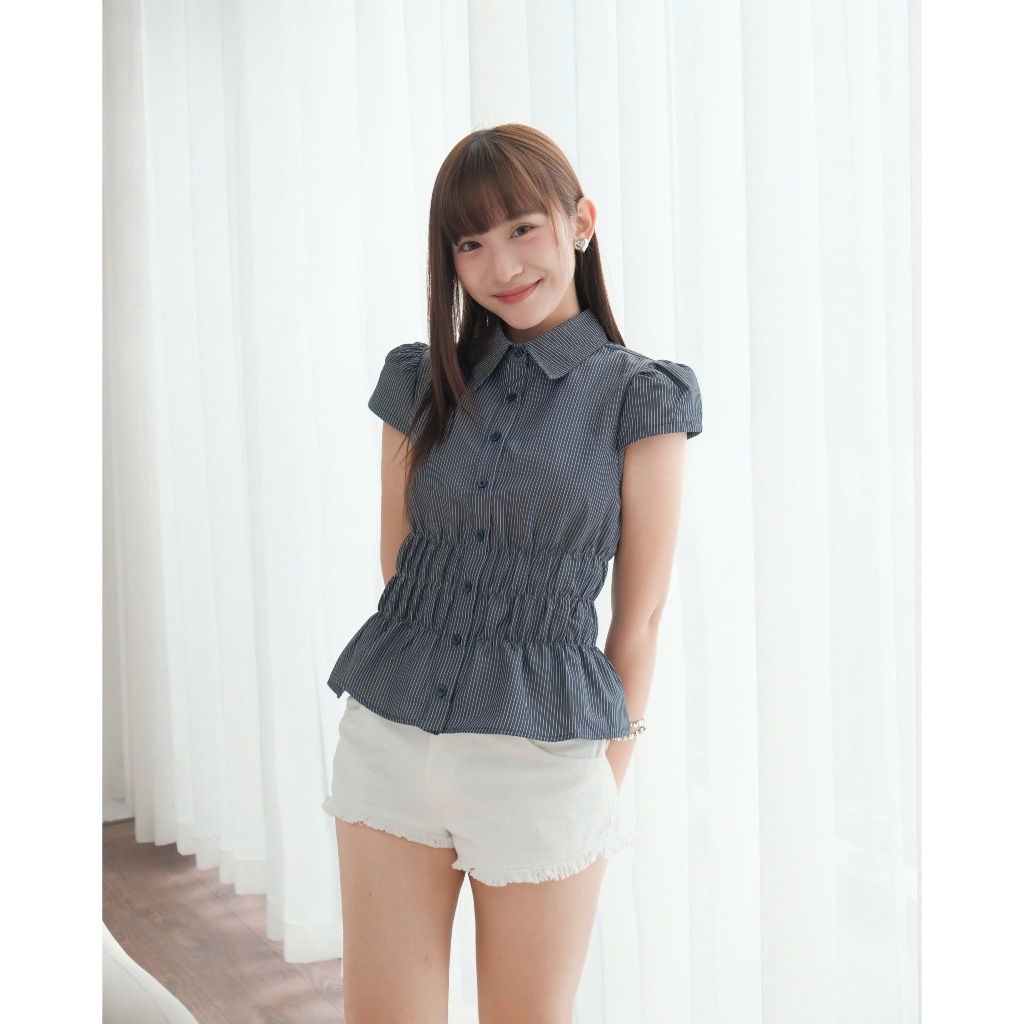 Áo Kiểu Nữ KAGI SHIRT Cổ Sơ Mi Nhún Eo Cực Xinh SECODEE