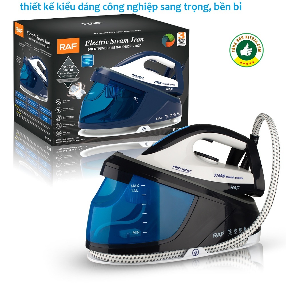 Bàn ủi  công nghiệp hơi nước BÌNH ĐUN RỜI KIỂU MỚI 3100W-có khả năng chống cháy quần áo.-cao cấp