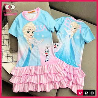 Váy bé gái cổ tròn hoạt hình chất thun lạnh Ann's Kids in 3D họa tiết đáng yêu