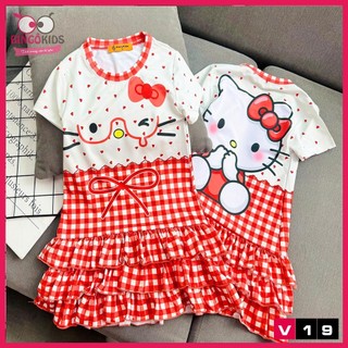 Váy bé gái cổ tròn hoạt hình chất thun lạnh Ann's Kids in 3D họa tiết đáng yêu