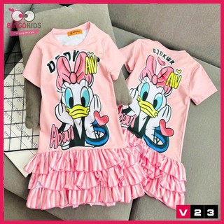 Váy bé gái cổ tròn hoạt hình chất thun lạnh Ann's Kids in 3D họa tiết đáng yêu