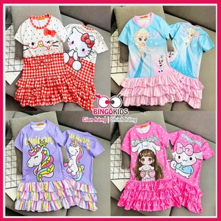 Váy bé gái cổ tròn hoạt hình chất thun lạnh Ann's Kids in 3D họa tiết đáng yêu
