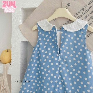 Đầm Bé Gái Chấm Bi RITA Cổ Ren Xô AZD539 – Váy Dáng A Đuôi Cá Tiểu Thư Cho Bé 2–10 Tuổi