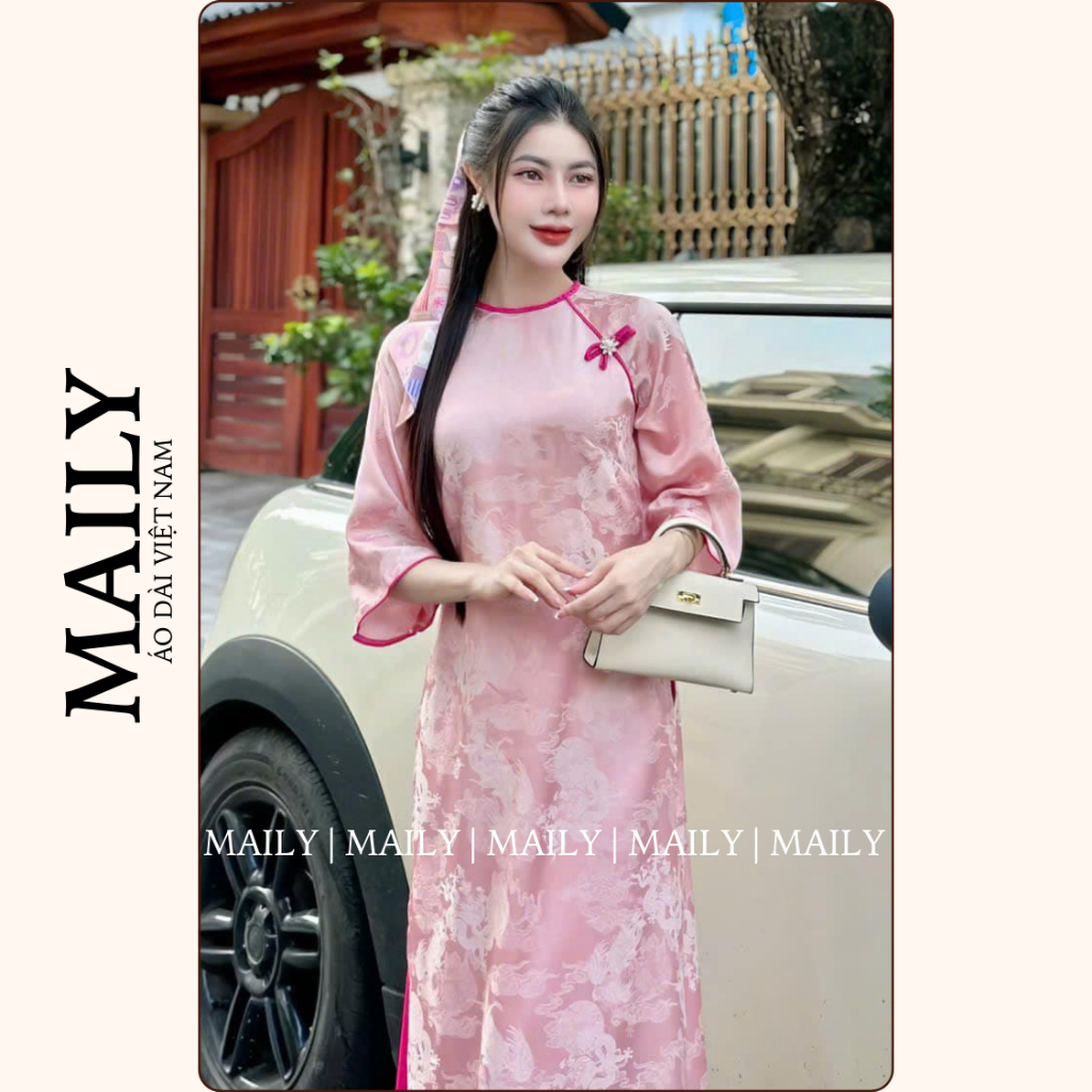 Áo Dài Long Phụng Dáng Cách Tân Cổ Tròn Tay Lỡ Duyên Dáng Phù Hợp Mặc Nhiều Sự Kiện - ÁO DÀI MAILY