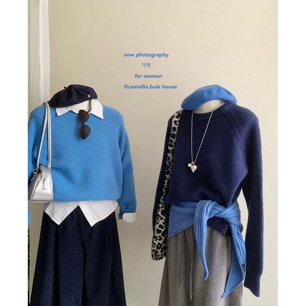 𝟏𝟎𝟗𝐜𝐦 (sẵn một số màu) Áo len nữ trơn basic cổ tròn dáng lửng dày dặn | BigBuy360 - bigbuy360.vn