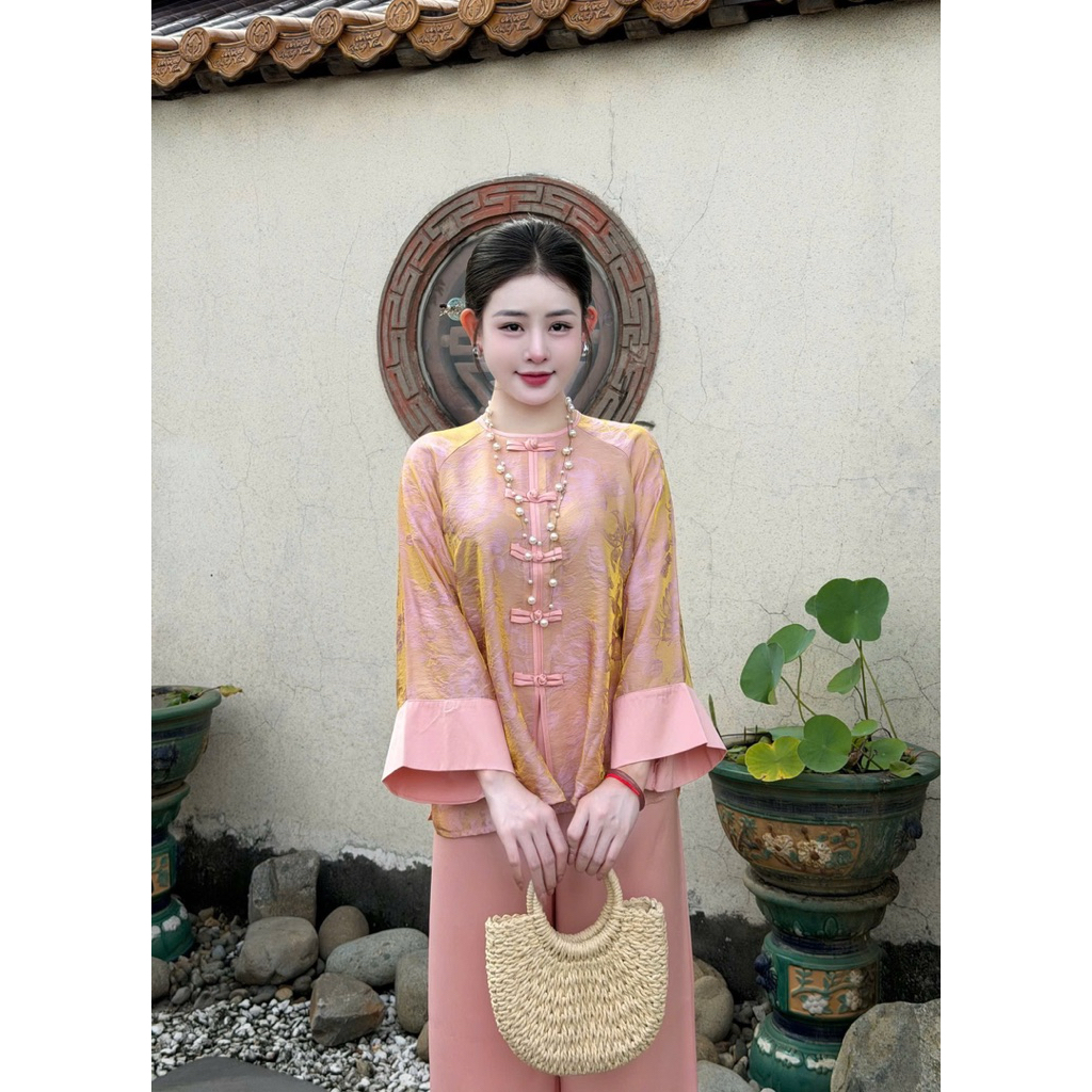 Pháp Phục Lễ Chùa Thiên Thanh, Vải Tằm Tencel Phối Gấm Thanh Nhã & Trang Nghiêm