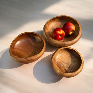 Bát gỗ keo dáng thuyền – đẹp mộc tự nhiên, dùng decor & đựng đồ ăn liền khối ,size từ 15- đến 30cm