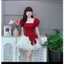 Đầm rubi phối tơ nữ cổ vuông tay phồng đính nơ eo dáng xòe dự tiệc sang trọng KÈM ẢNH CHỤP THẬT