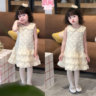 Váy Bé Gái Dáng Bí Cổ Sen C6133 | Đầm Ren Hoa 3D Cao Cấp, Mặc Noel Tết Siêu Sang