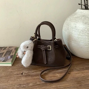 Túi Xách Nữ Da Lộn Cao Cấp Kèm Charm Gấu Xịn – Túi Xách Tay Phối Đeo Chéo Tặng Kèm Ví Nhỏ Cao Cấp - ST436