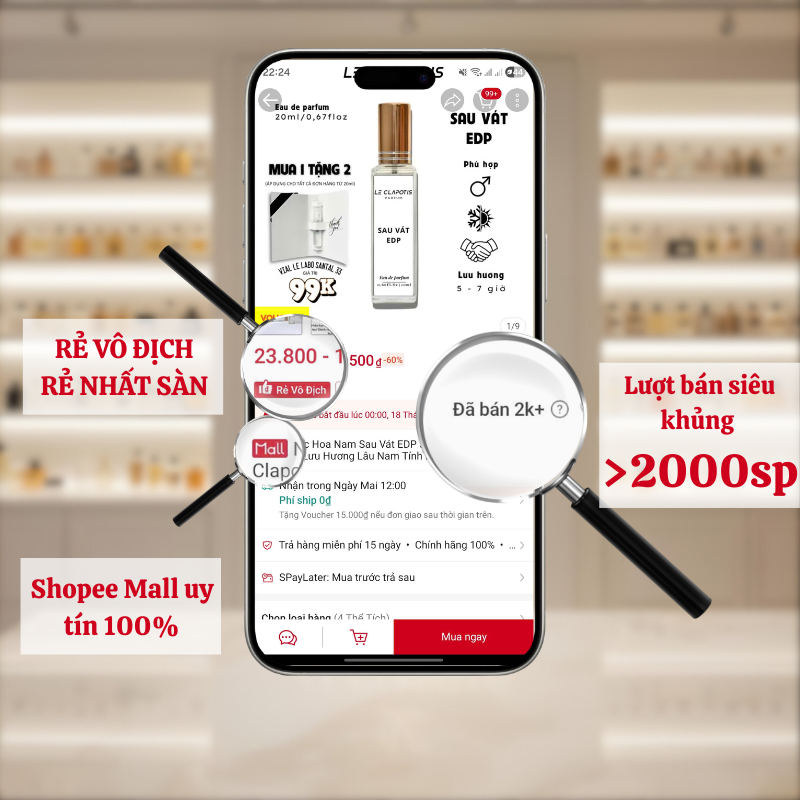 Nước Hoa Nam Le Clapotis Sau Vát EDP Chính Hãng Lưu Hương Lâu Mùi Nam Tính Mạnh Mẽ Cuốn Hút