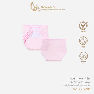HONEY (0-12M) Set 5 tã dán sơ sinh vải cotton may giấu góc an toàn cho da bé thoáng mát