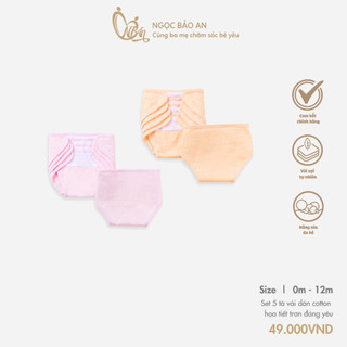 HONEY (0-12M) Set 5 tã dán sơ sinh vải cotton may giấu góc an toàn cho da bé thoáng mát