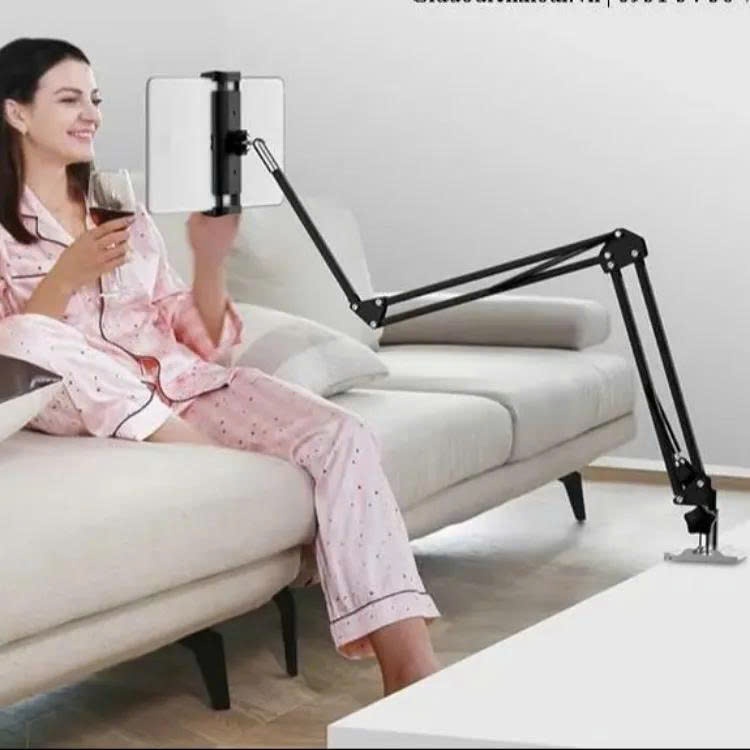 Giá đỡ ipad, điện thoại kẹp đầu giường, cạnh bàn thân kim loại xoay cơ học 360 độ cao cấp quay video, xem phim chắc chắn