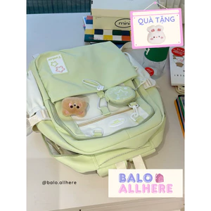 BaLo (XINHXINH) [ORDER] Balo Đi Học Nữ Nhiều Ngăn Chống Nước Kèm Ví Mini, Ghim Gấu Bông BL398