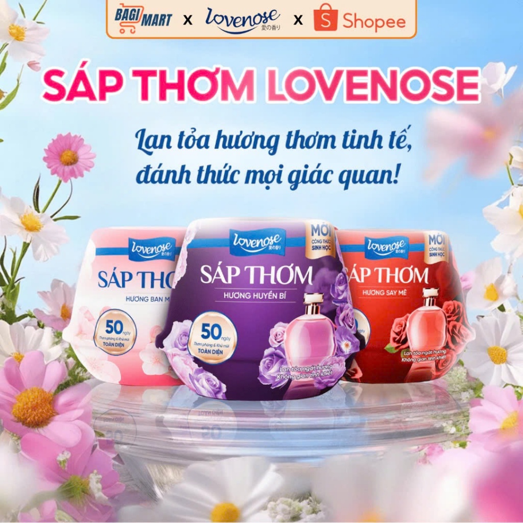 Sáp Thơm Phòng Lovenose Lan Tỏa Hương Thơm Ngát 50 Ngày, Khử Mùi Toàn Diện Cho Mọi Không Gian Sống 230g
