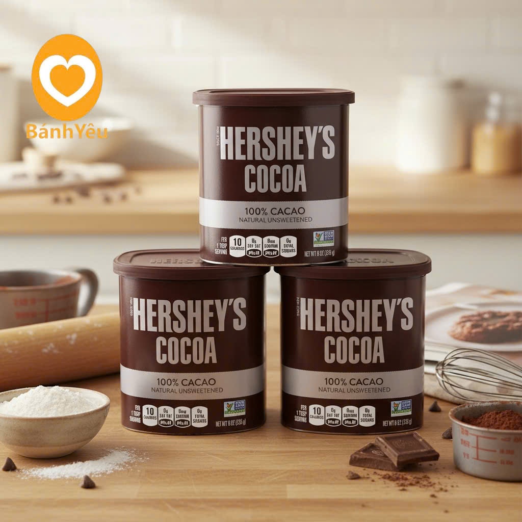 [Chính ngạch Mỹ] Bột Cacao Hershey's Nguyên Chất hộp 226g