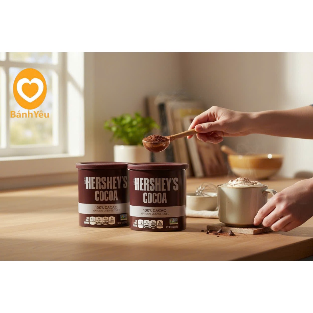 [Chính ngạch Mỹ] Bột Cacao Hershey's Nguyên Chất hộp 226g