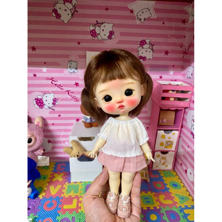 Set áo trễ vai váy bí hồng size dian mập,cừu bé,6 nhỏ(size khác vui lòng ib shop)