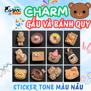 CHARM GẤU NÂU : CHARM/STICKER GẤU NÂU & BÁNH- TONE MÀU NÂU DỄ THƯƠNG