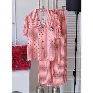 Đồ Bộ Pijama Nữ Tay Ngắn Phối Cổ Bèo Viền Bèo MiLi – Áo Tay Ngắn, Quần Dài Có Túi, Lụa Latin Cao Cấp
