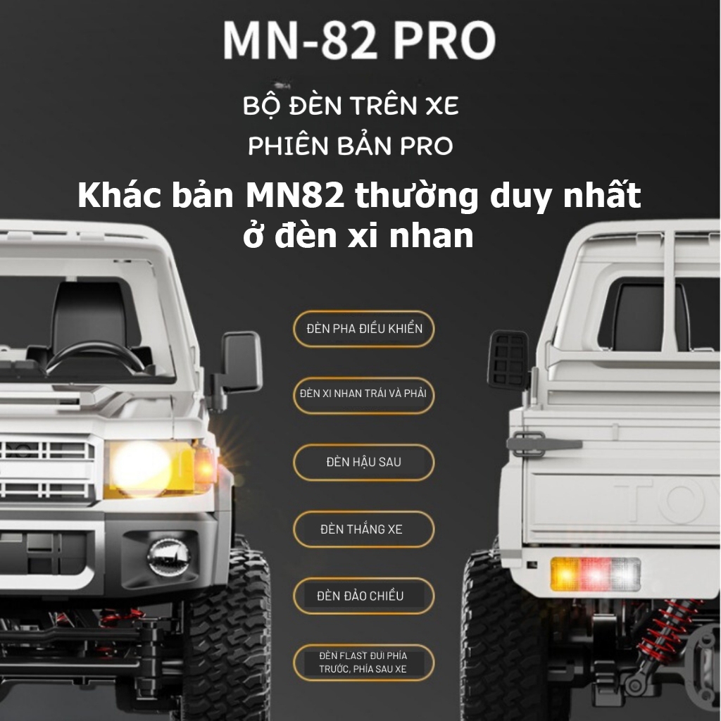 Xe ô tô điều khiển từ xa địa hình Offroad MN82 Pro - Lc79 phiên bản nâng cấp có đèn xi nhan kèm pin sạc cao cấp giá rẻ