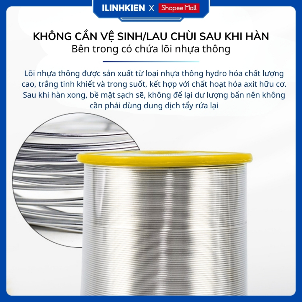 Thiếc Hàn Không Chì LFC7-107 0.8mm Ít Cặn - Hàn Mượt - Mối Hàn Sáng - Dễ Ăn Thiếc Chất Lượng Cao ILinhkien