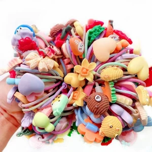 10 sợi dây cột tóc hình kawai vòng nhỏ cho bé gái, co giãn tốt