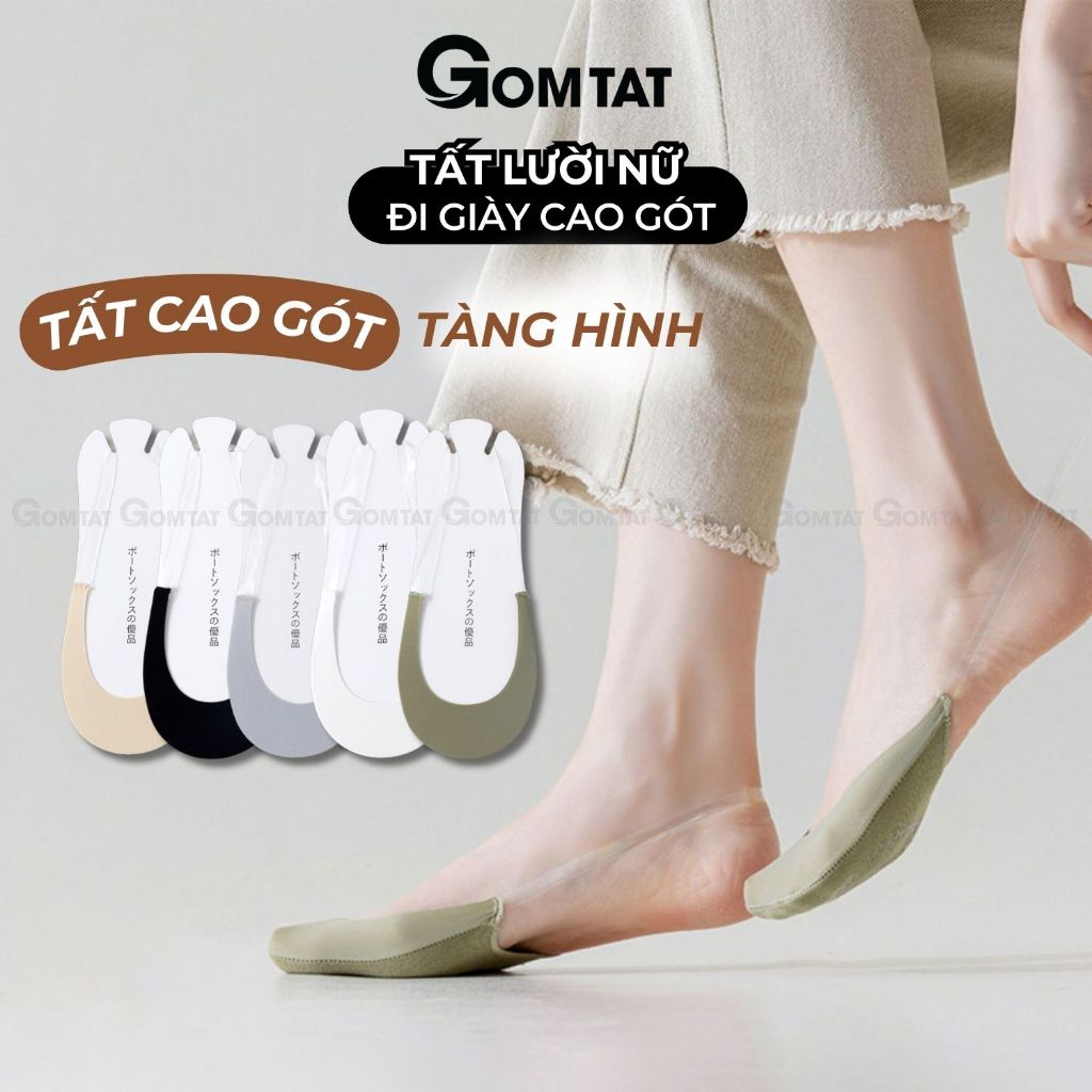 [FLASHSALE] Tất vớ tàng hình nữ đi giày cao gót GOMTAT chất liệu cotton, dây mang sau gót - CAOGOT-SUX-1102