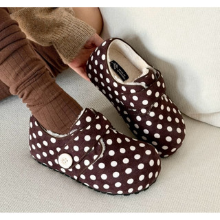 Giày sục Mule Donkey chấm bi đế chunky