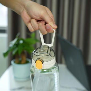 Bình Thuỷ Tinh Cao Cấp Chia Vạch Nắp Bật Tiện Lợi, Có ống hút, Dung Tích 750ml - 1000ml