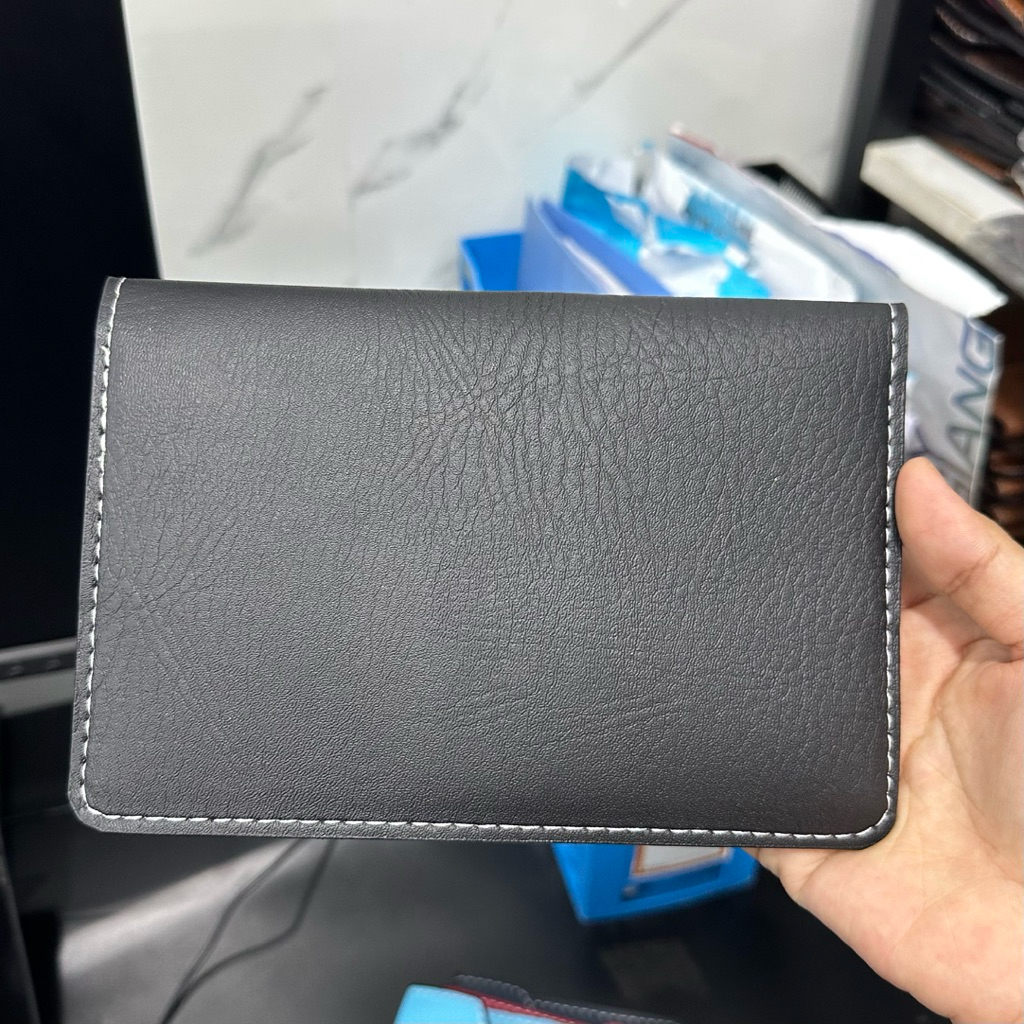 (Hỗ Trợ Dập Logo Hãng) Ví Da Đựng Giấy Tờ Đăng Kiểm Xe Ô Tô Mẫu 02 - Màu Đen VDK-PU02-BL