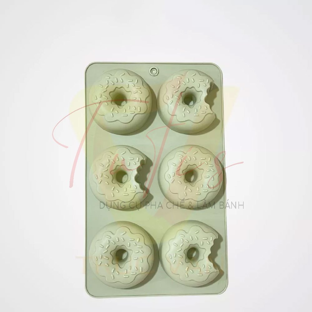 Khuôn silicon bánh donut 6 ô đổ rau câu pudding