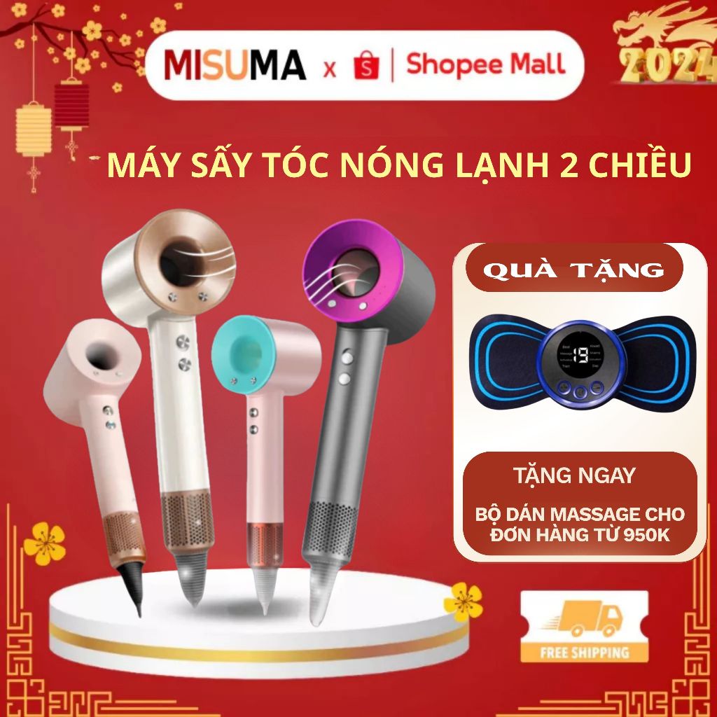 Máy sấy tóc 2 chiều nóng lạnh công suất lớn nhanh khô tóc, 3 chế độ sấy chăm sóc tóc chuẩn salon