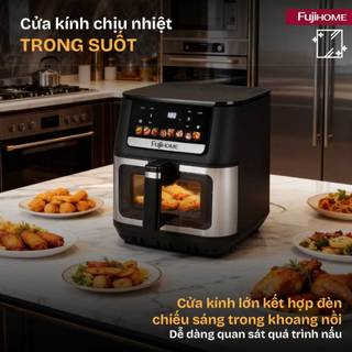 Nồi chiên không dầu Fujihome DUALHEAT A9DH 9 Lít - Công nghệ gia nhiệt kép, có 8 chế độ cài đặt sẵn