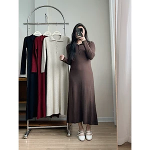 Váy len, váy len bầu thiết kế xoắn cúc ngực tinh tế VL070 chất len mềm mịn, co giãn 4 chiều thiết kế by L'AMME