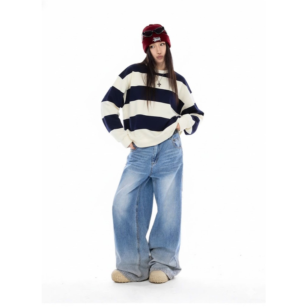 Áo Sweater kẻ sọc ngang form boxy 4M OFFICIAL chất nỉ 2 da, Striped Sweater Unisex Local Brand | BigBuy360 - bigbuy360.vn