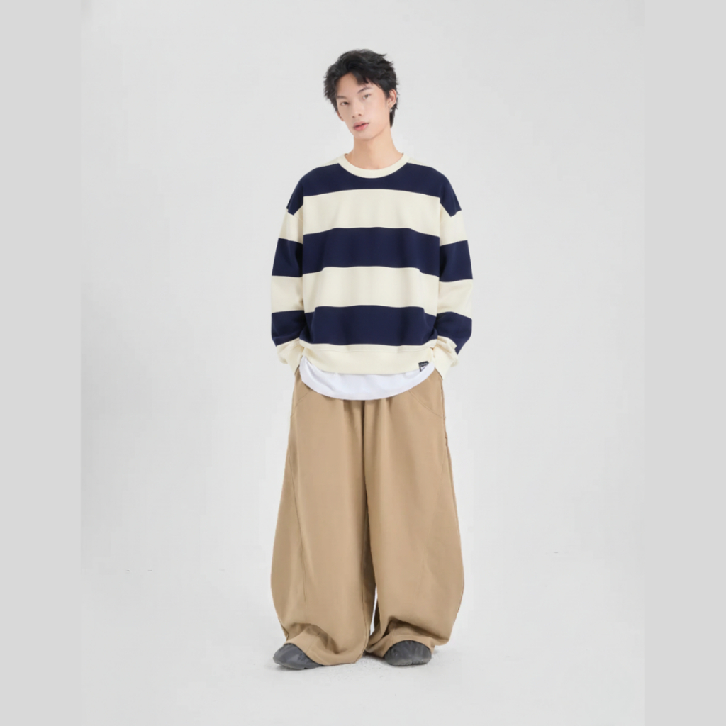 Áo Sweater kẻ sọc ngang form boxy 4M OFFICIAL chất nỉ 2 da, Striped Sweater Unisex Local Brand | BigBuy360 - bigbuy360.vn
