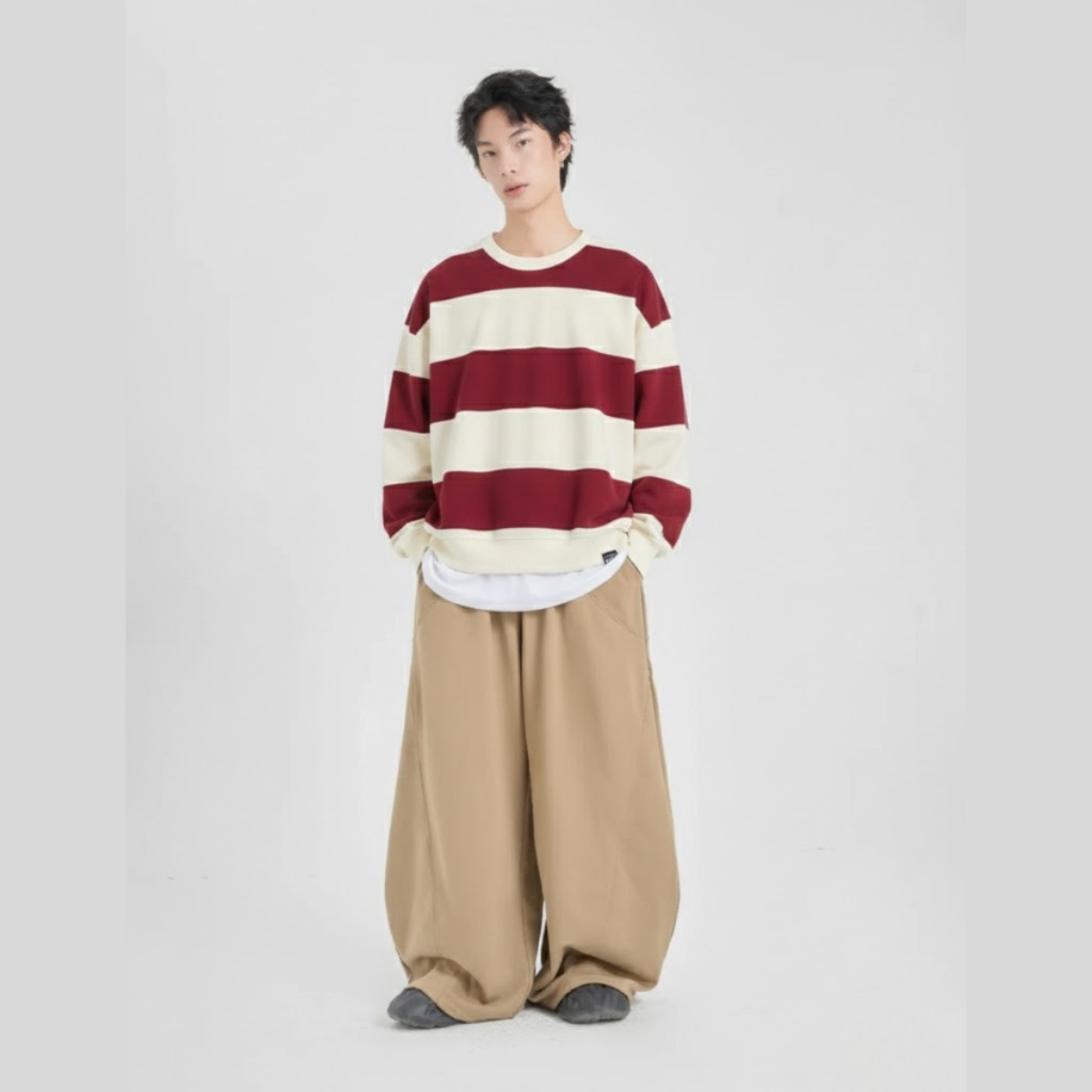 Áo Sweater kẻ sọc ngang form boxy 4M OFFICIAL chất nỉ 2 da, Striped Sweater Unisex Local Brand | BigBuy360 - bigbuy360.vn